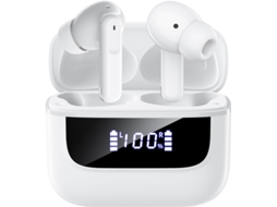 Fones Sem Fio Bluetooth 5.4, 6 Microfones Cancelamento Ruído Ativo Enc, Som Estéreo Graves Profundos, 48h, Display Led, Ipx7 P/ Android/ios - Branco