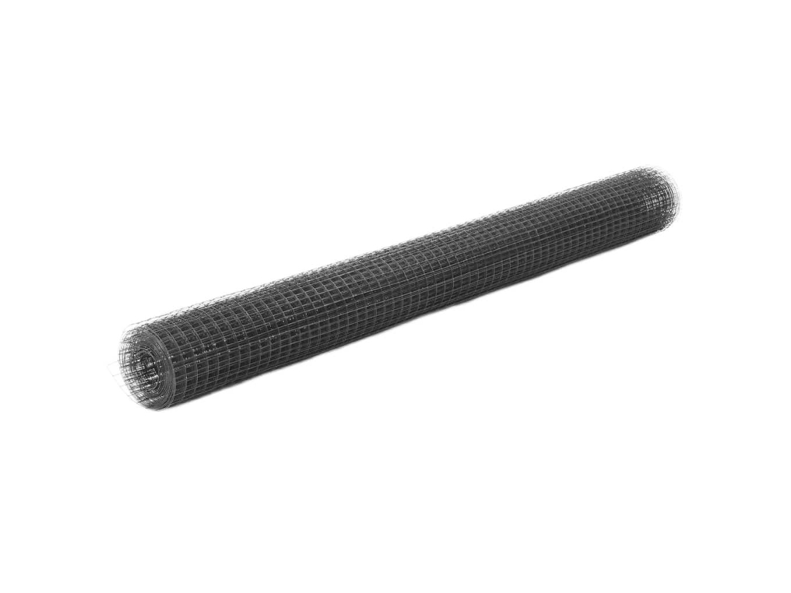 Vidaxl Cerca Arame Galinheiro 25x1,5m Aço C/ Revestimento Pvc Cinzento
