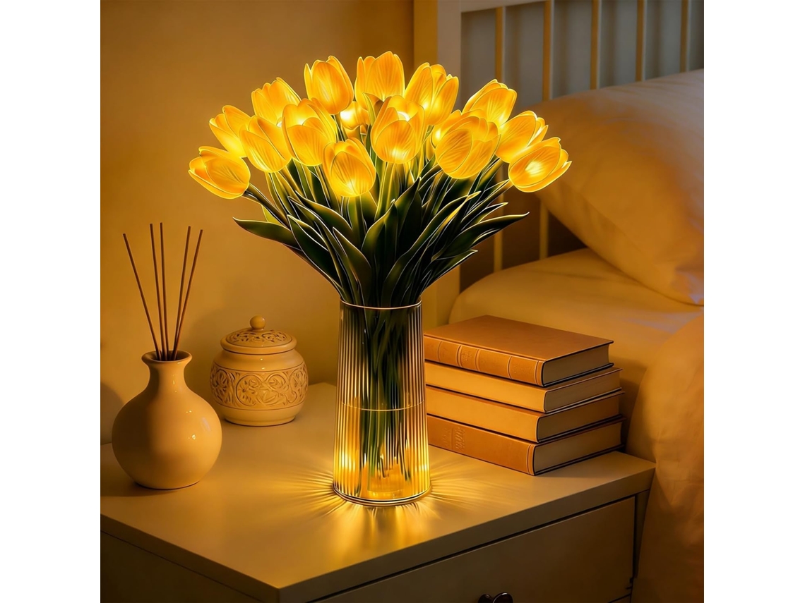 Conjunto De 15 Luminárias Radiantes E Românticas Em Formato Tulipa Com Fita, Flores Artificiais De Led Iluminação