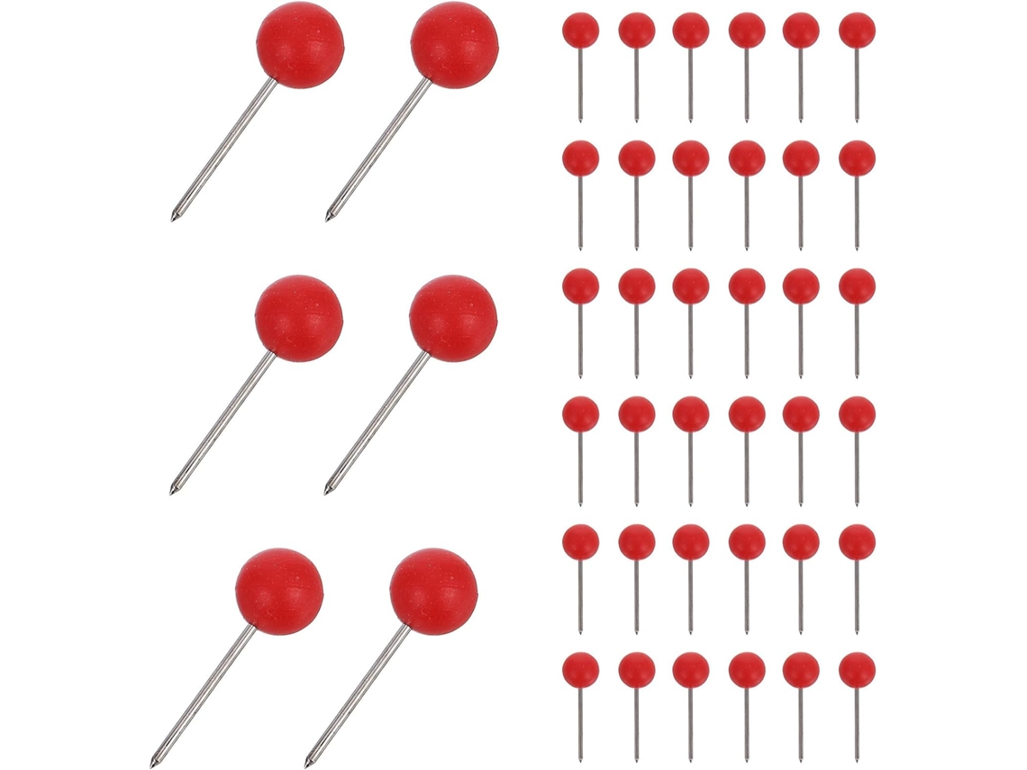 Conjunto de 300 alfinetes de cortiça com cabeça redonda vermelha, ideais para mapas de viagem, materiais de escritório e outros fins.