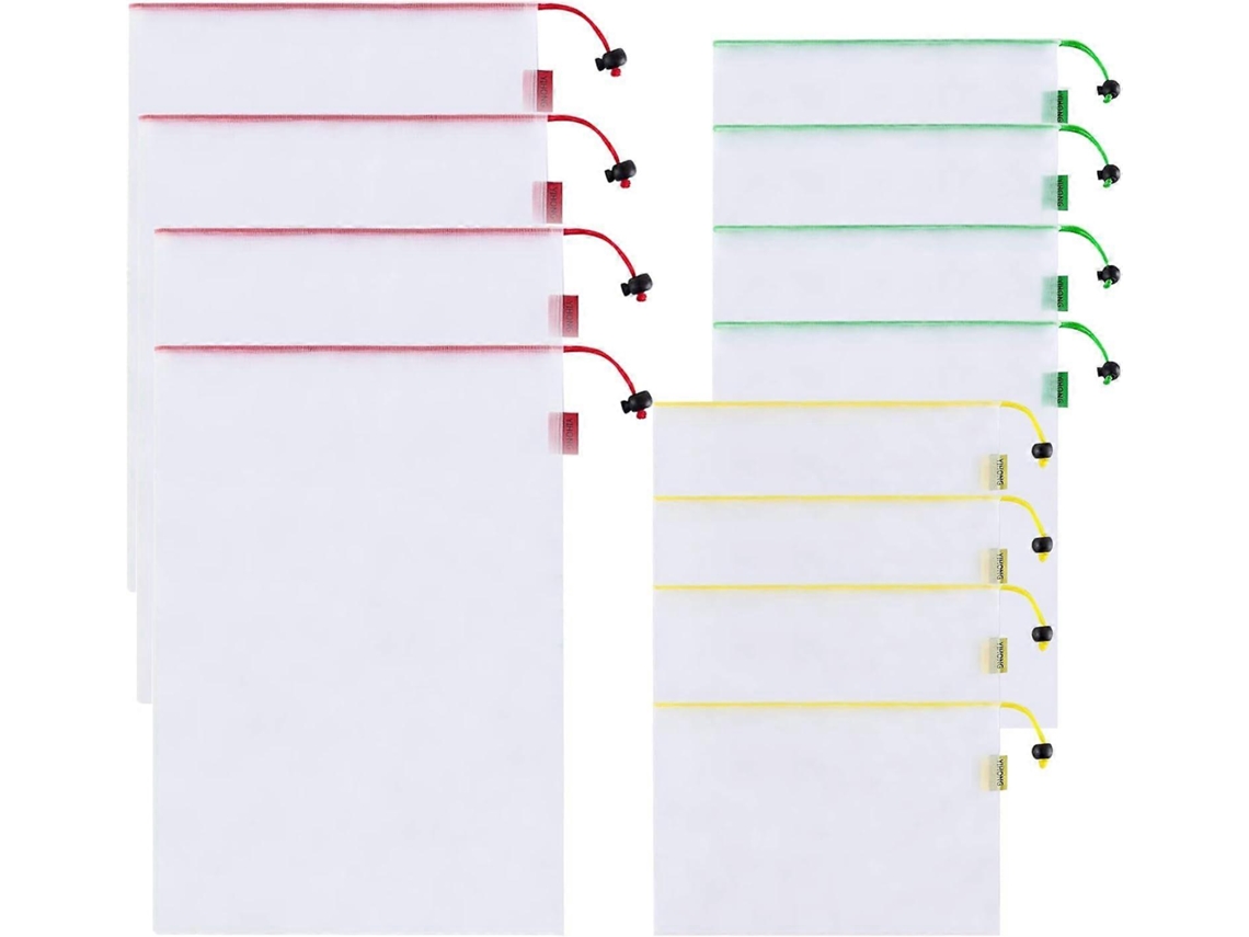Sacos De Malha Reutilizáveis ​​com Cordão, 12 Unidades, Para Frutas, 43 Cm/36 Cm/20 Cm, Para Guardar Brinquedos Aquaforge (fmy)