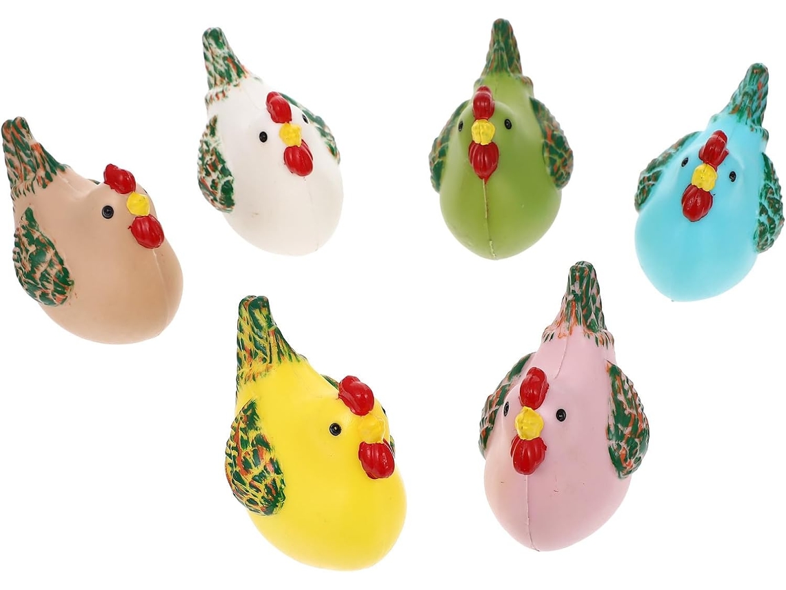 Conjunto 6 Enfeites Animais Realistas Plástico Páscoa Superfície Leves Adequados Meninos Meninas Criar GOKOCO