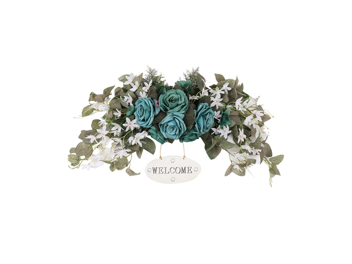 Espelho de Porta com Decoração Floral Azul Lago LAXISCREED