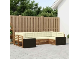 Vidaxl Conjunto De Sofás Para Exterior 6 Pcs Natural E Creme