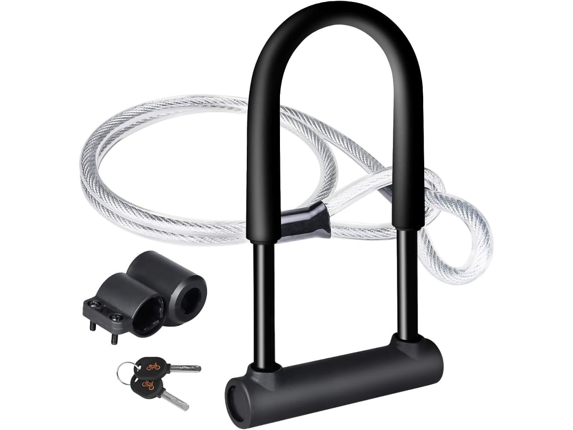 Cadeado de bicicleta resistente Slowmoose UD Lock com cabo de aço flexível de 1,2 m