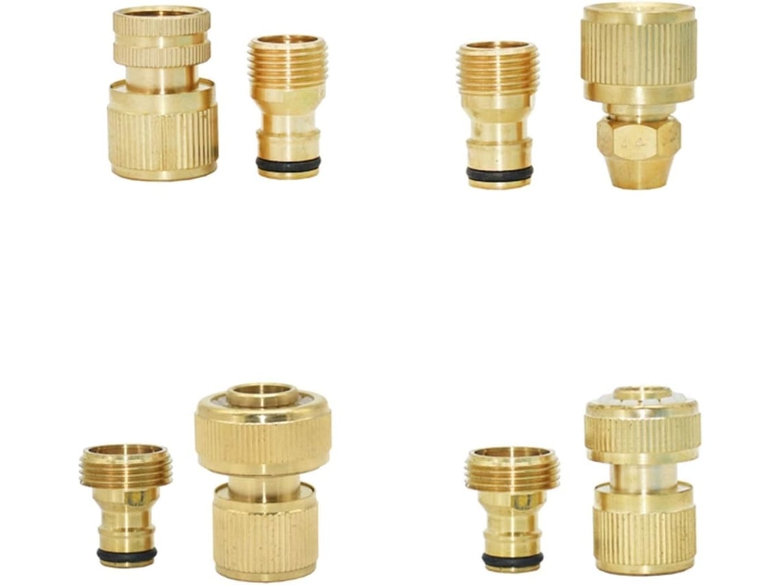 Adaptador de Conexão Jardim em Latão 1,9 Cm, 1,2 Cm e Conector Rápido para Mangueira com Cobre Rosqueado 1