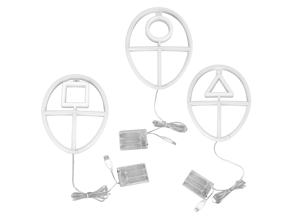 Luzes Neon Led de Parede Estilo Punk para Decoração 3 Unidades