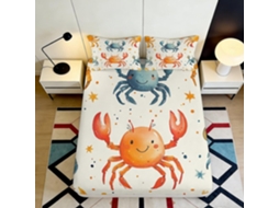 Conjunto de Cama com Estampa 3d Caranguejo em Microfibra Fronha 200x200cm