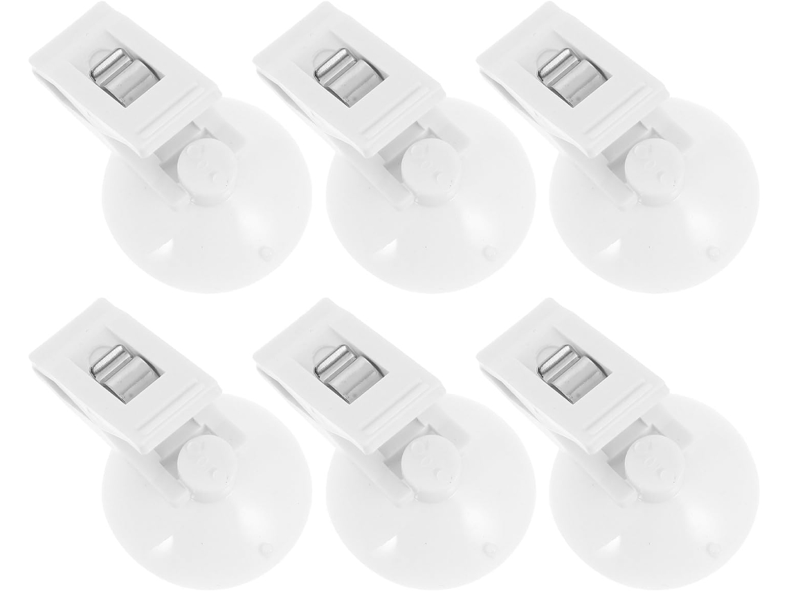 Conjunto de 6 clipes multifuncionais com ventosas para anotações e fotos em casa, ABS branco Drunk Feitos, Com