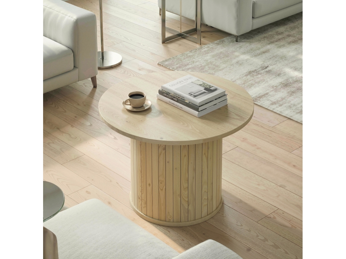 Mesa de Centro de Carvalho com Tampo Curvo MEGA ECHO