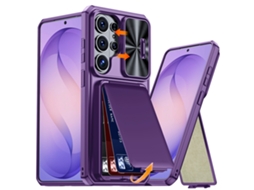 Capa Hexinyigjly Para Samsung Galaxys25 Ultra Com Porta-cartões Roxo