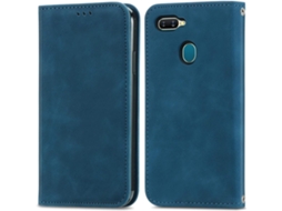Capa Fólio Aba para Oppo Oppo A12/A11K HONGWE. Pele Sintética Anti-Choque Magnética Premium Azul