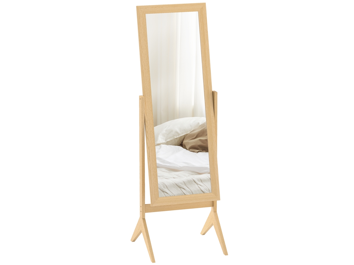 Espelho de Corpo Inteiro Reclinável 47x46x148cm,espelho de Pé com Moldura Retangular Carvalho BTFORUS