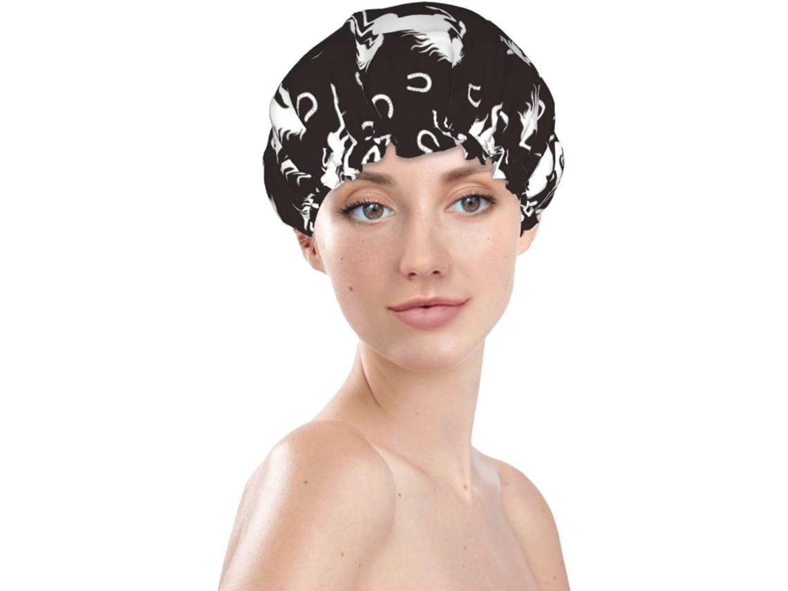 Touca De Banho Feminina, Reutilizável, Impermeável, Dupla Camada, Com Elástico, Ideal Para Cabelos Longos, Com Estampa