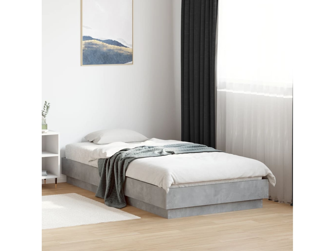 Estrutura De Cama 75x190 Cm Derivados De Madeira Cinza Cimento