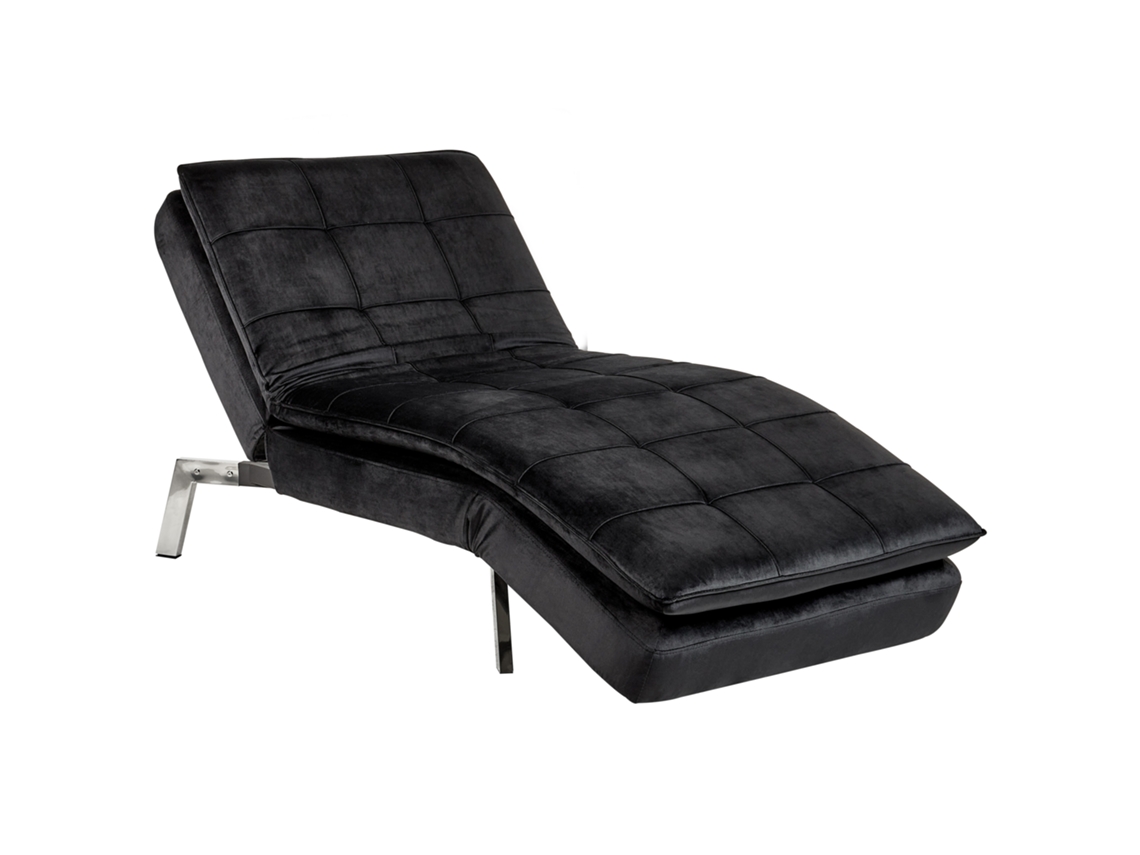 Chaise longue BELIANI Loiret de Veludo Preto 179x76x93
