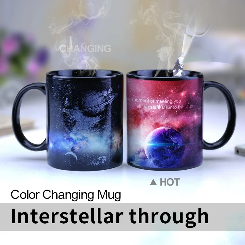 Caneca de Cerâmica para Uso Doméstico com Sensor de Temperatura Integrado Que Pode Mudar de Cor. MDUG (viagem Interestelar 330ml)