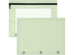 Conjunto de 2 Estojos com Zíper e 3 Furos para Folhas A4 Verde Claro 31 X 24,1 Cm Durável