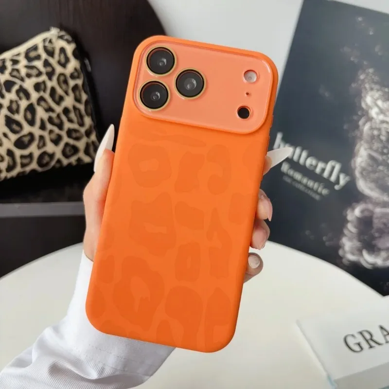 Capa Magnética De Silicone Líquido (laranja Para Iphone 17 Pro), Proteção Total Da Lente.