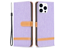 Capa Em Couro Pu Para Iphone 16 Pro Max - Roxo