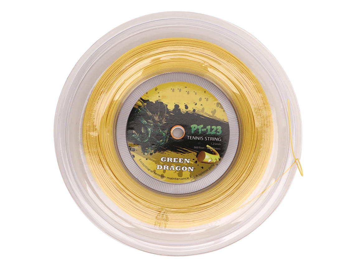 Corda De Raquete De Tênis 1.25mm Poliéster Com Padrão De Duas Nervuras Resistente A Impactos 200m Amarelo Dourado Para Adolescentes