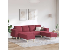 Vidaxl Sofá De Sala De Estar 3 Unid. Vinho Vermelho Poliéster