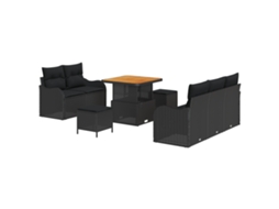 Conjunto 8 Conjunto De Móveis Para Exterior Vidaxl Preto Vime Pe (80 X 80 X 71 Cm)