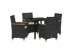 Maison Exclusive - Conjunto De Jantar Para Jardim 5 Pcs Preto Vime Pe