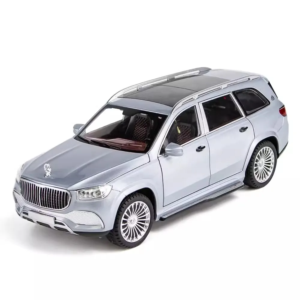 (gls600 Prata) Escala 1:24 - Modelo De Carro Com Portas Que Abrem, Com Funções De Som E Luz.
