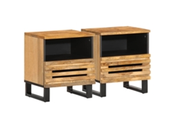 Vidaxl Mesas De Cabeceira 2 Pcs 40x34x46 Cm Mangueira Áspera Maciça