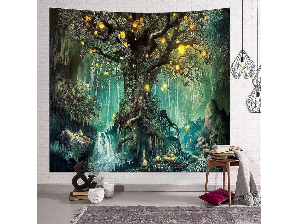 Rebe colgante de Parede Árvore da Vida, Tapete Psicodélico, Decoração de Parede com Estilo Mágico e Cores Vividas