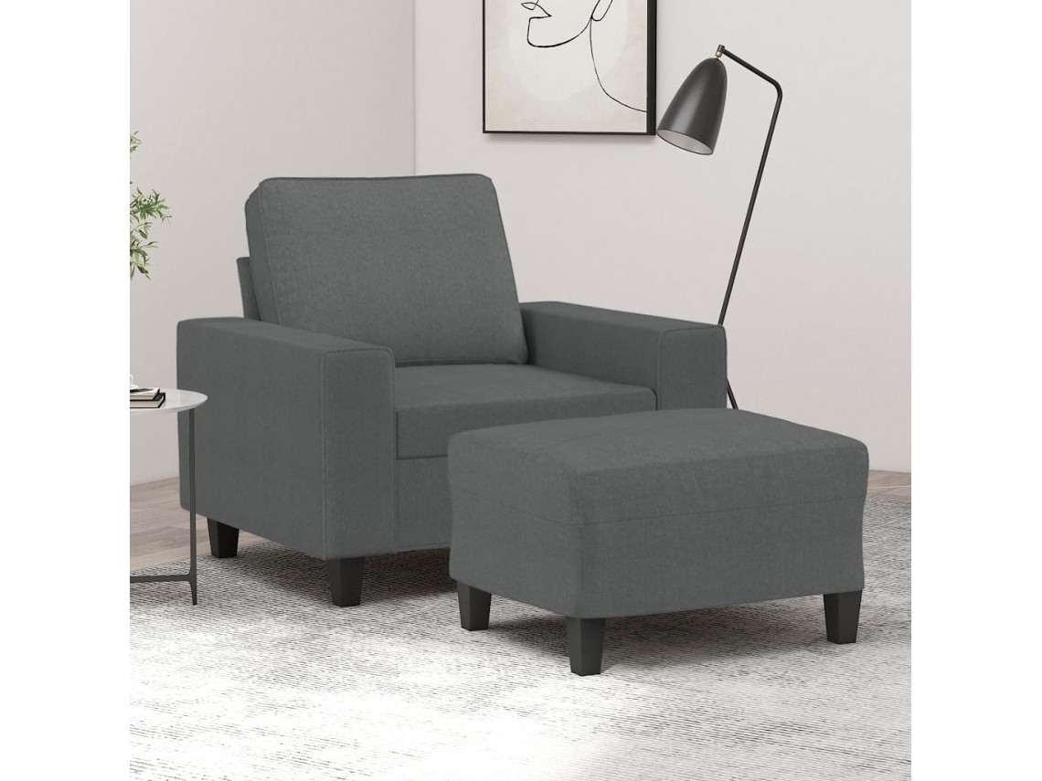 Vidaxl Poltrona Com Apoio De Pés 60 Cm Tecido Cinzento-escuro