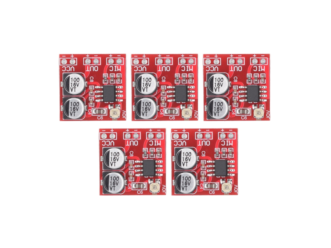 5 Peças Amplificador de Microfone Electret Lm386 com Ganho Ajustável 20‑200x Dc4v‑12v com S/MARCA