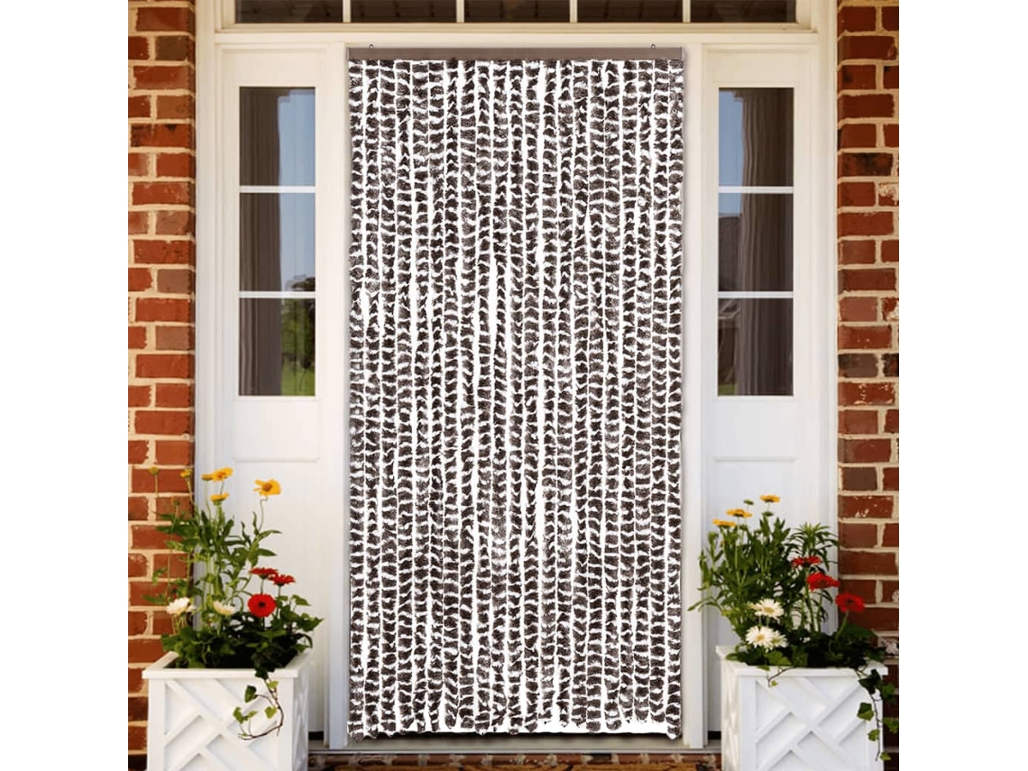 Vidaxl Cortina Anti-insetos 90x220 Cm Chenille Castanho E Branco