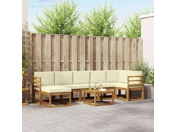 Vidaxl Conjunto De Sofás Para Exterior 8 Pcs Natural E Creme
