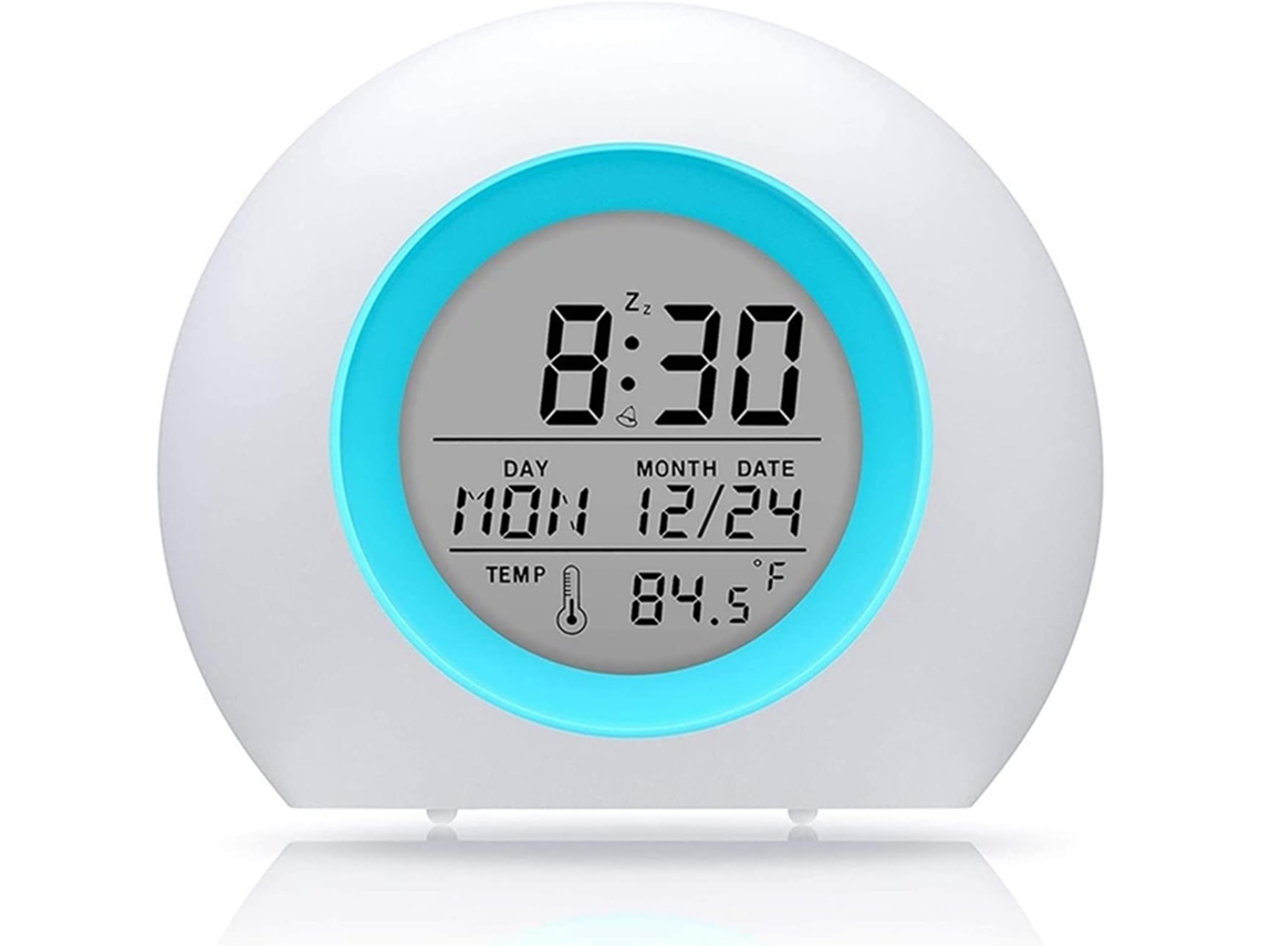 Despertador Infantil Kmeyle, Despertador De Cabeceira Com Timer, Luz Noturna E Sensor De Temperatura, Despertador Para