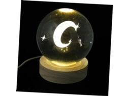 Luminária Noturna Holibanna Em Formato De Bola Cristal Com Base