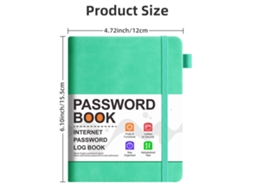 Password Tracker Notebook With Binding Strap For Seniors Email, Website Password Log Book, Algae Green