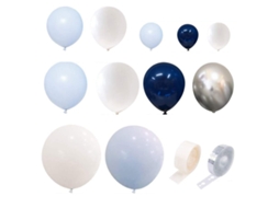 KOFIHETY Balões De Látex Azuis, Prateados E Brancos 94pcs, Balões Metálicos Royal Blue E Prata