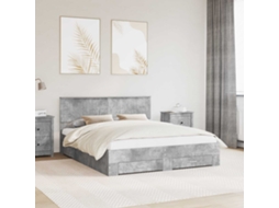 Vidaxl Estrutura Da Cama Com Gaveta Cinzento Cimento 160 X 200 Cm