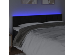 Vidaxl Cabeceira De Cama C/ Luzes Led Veludo 180x5x78/88 Cm Preto