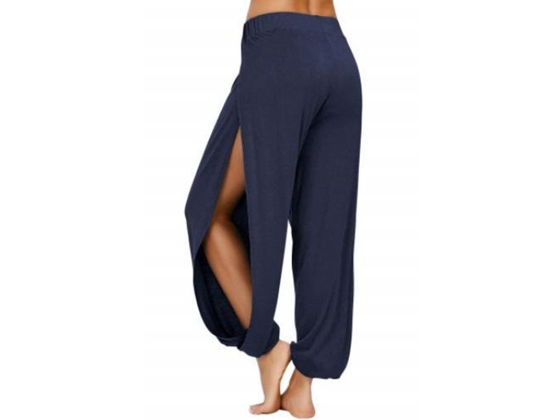 2026 pantalones de Yoga para Mujer com Recortes Laterais Pantalones Deportivos para Exercício e Praia L Azul Marino