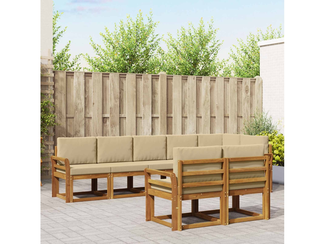 Vidaxl Conjunto De Sofás Para Exterior 8 Pcs Natural E Bege