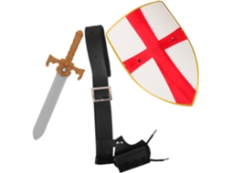 De Acessórios Medievais: Escudo E Cinto Para Traje De Cavaleiro Medieval, Feitos De Plástico.