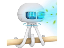 Ventilador Linq, transparente, 3 velocidades, luz led, suporte para smartphone