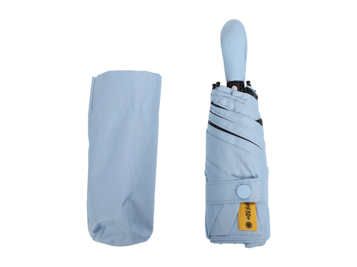 Guarda chuva Solar Mini de Viagem Compacto 5 Dobras Portátil Proteção Chuva e Sol Azul Céu