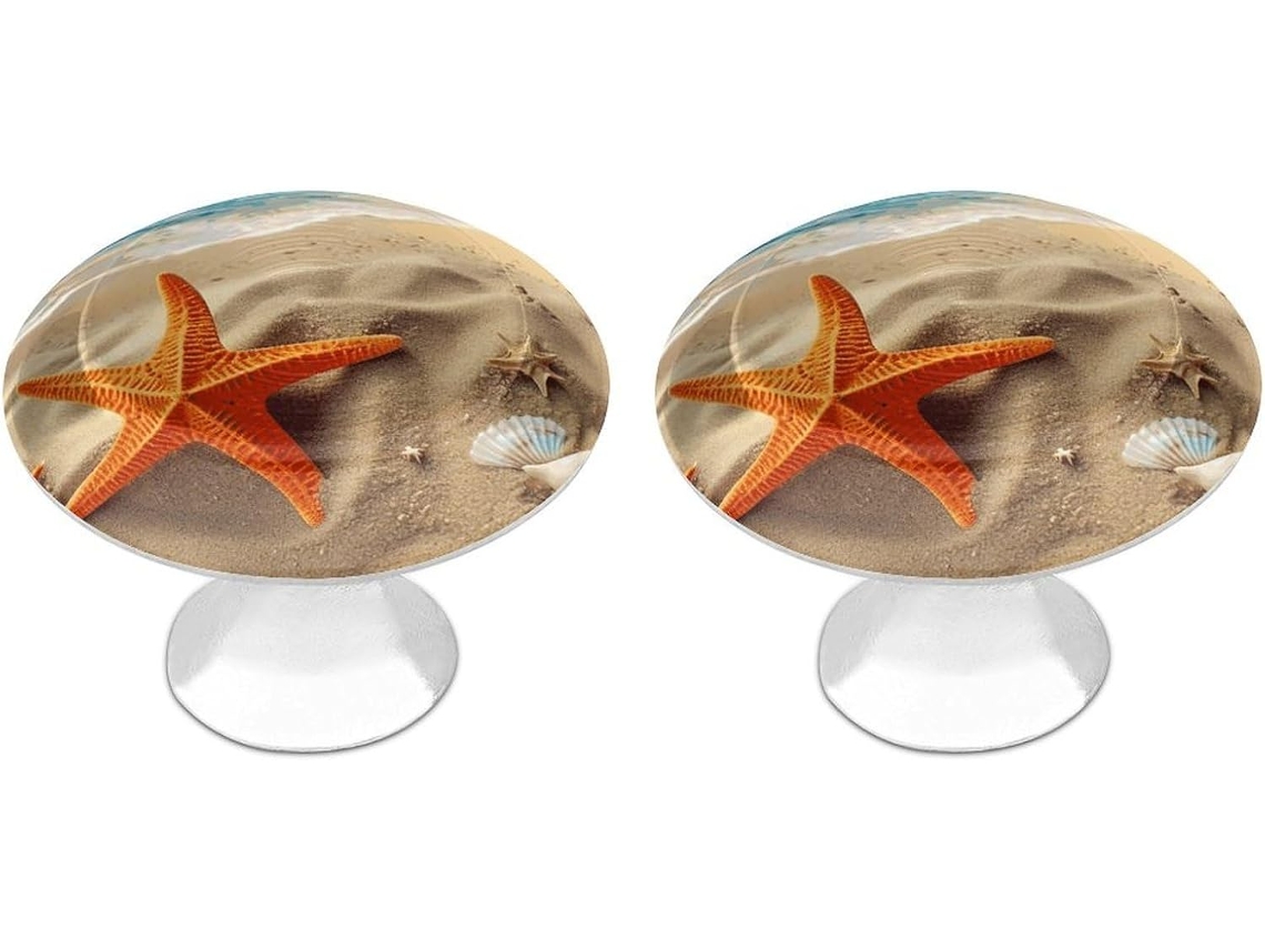 Puxadores De Armário Com Design Moderno Estrela Do Mar E Praia, Em Aço Inoxidável, Redondos E Circulares, Ideais Para