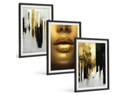 Conjunto De Pinturas Retrato De Pintura Abstrata Espelharte (3 Peças 40x60 Cm)