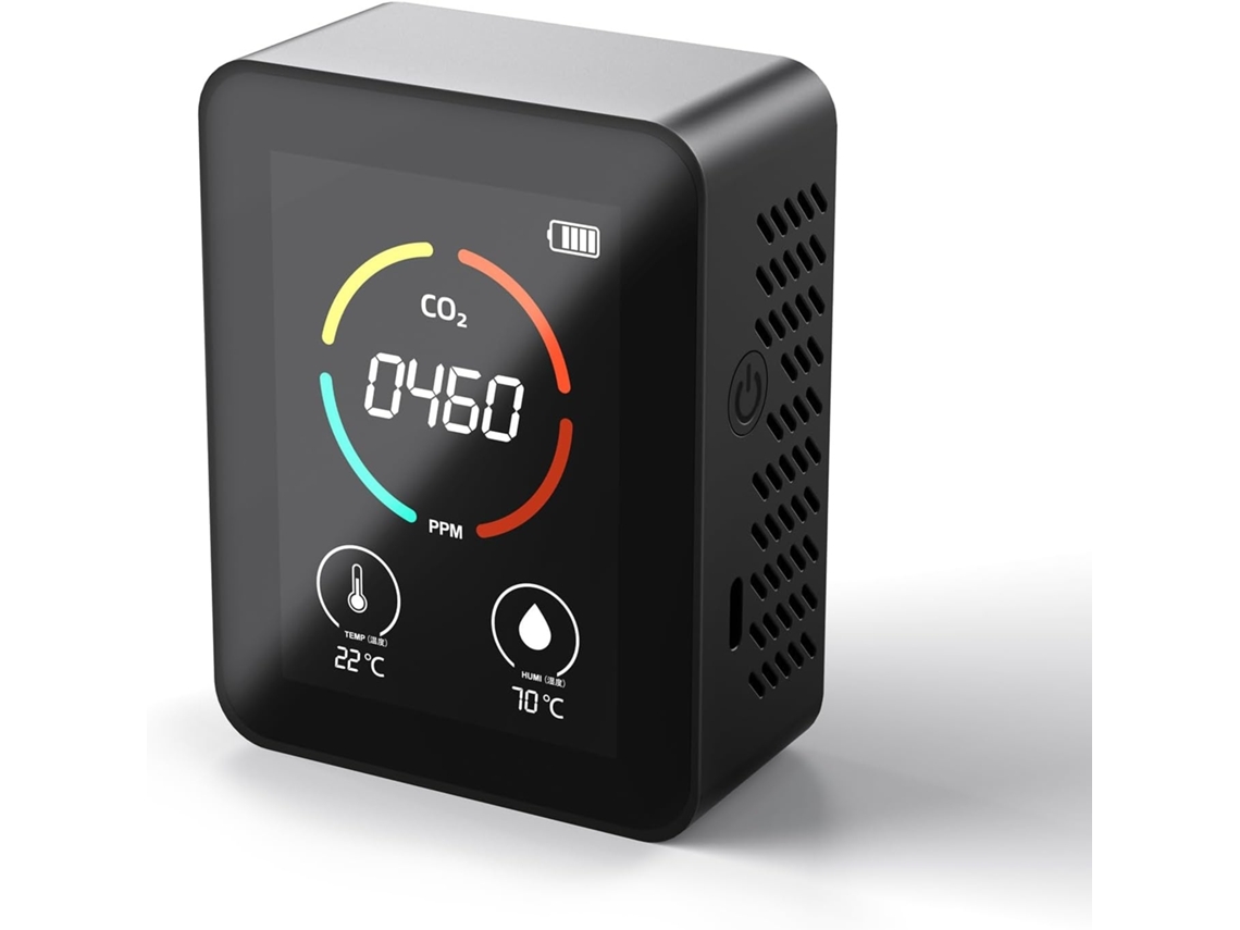Lurelia Medidor De Qualidade Do Ar Co2, Temperatura/humidade, Bateria 1200 Mah Usb, Preto