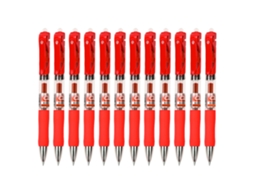 12 Unidades Bolígrafo Roller Con Mango De Goma Antideslizante 0.5mm Rojo Para Escuela Y Oficina